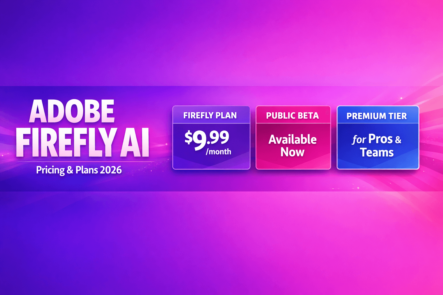 Adobe Firefly AI pricing tiers and plans 2026 horizontal banner