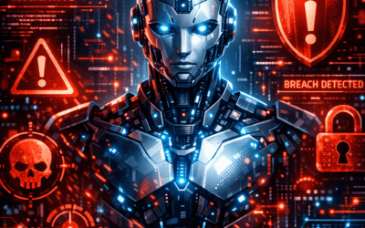 AI agent security threats showing digital shields and warning indicators