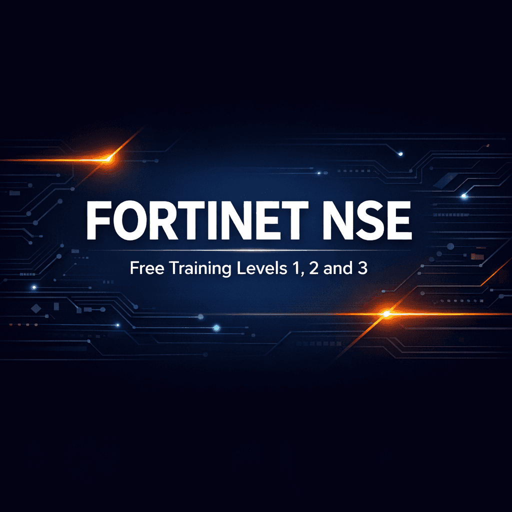 Fortinet NSE Free Training Levels 1, 2 and 3 cybersecurity certification banner
