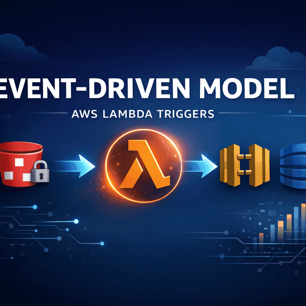 AWS Lambda serverless event-driven model with triggers diagram