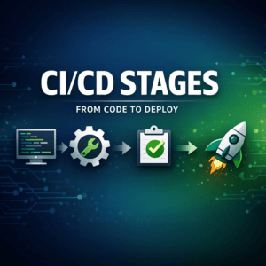 CI/CD pipeline stages from code to deploy banner