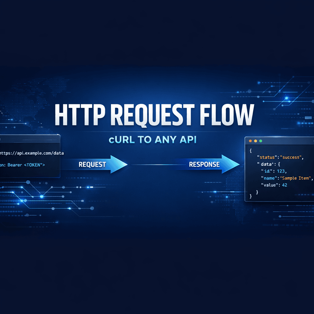 cURL commands HTTP request and response flow to any API