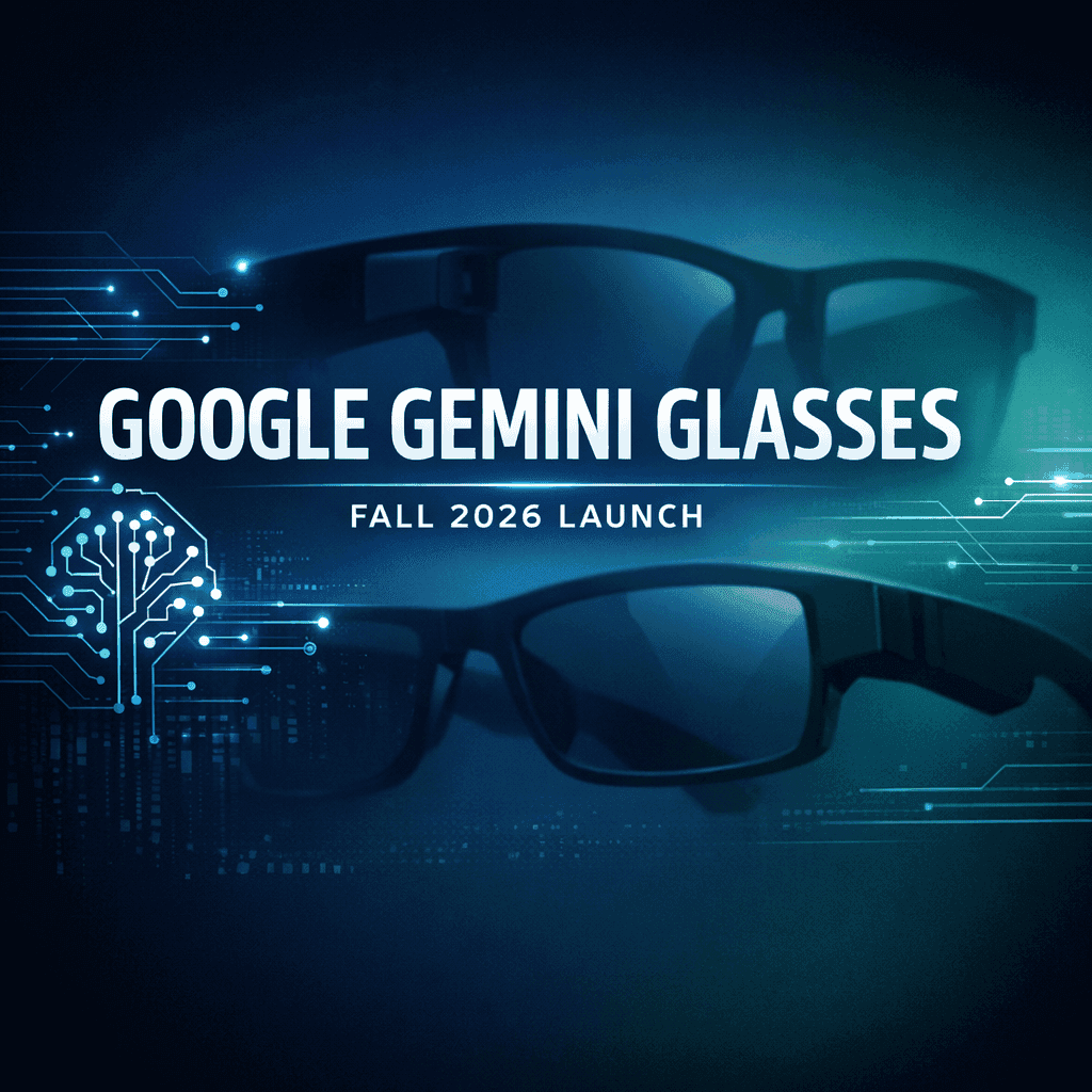 Google Gemini smart glasses launch banner for fall 2026