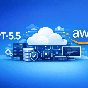 GPT-5.5 on AWS Bedrock launch banner with cloud infrastructure illustration