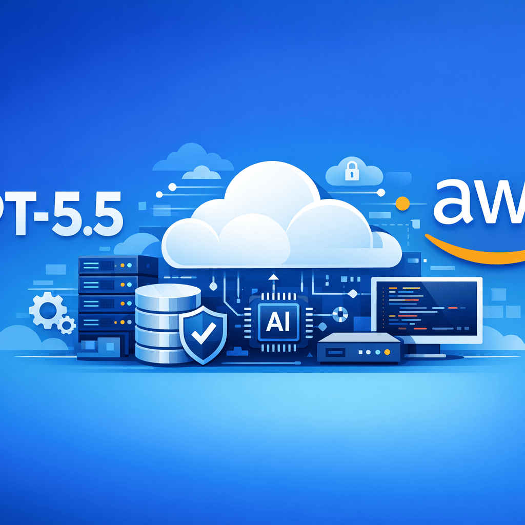 GPT-5.5 on AWS Bedrock launch banner with cloud infrastructure illustration