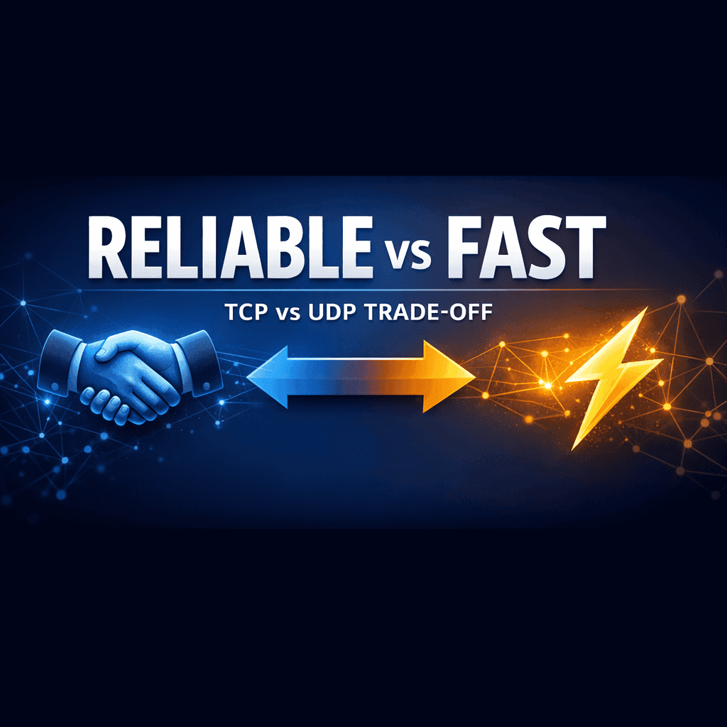 TCP vs UDP reliable vs fast protocol trade-off diagram