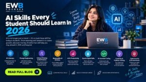 Students learning essential AI skills in 2026, including prompt engineering, AI literacy, coding, and responsible artificial intelligence use.